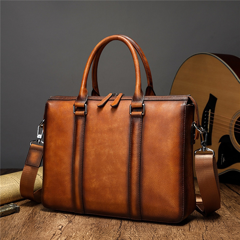 Vintage Leatherwork - Maletín de Cuero de Primera Calidad