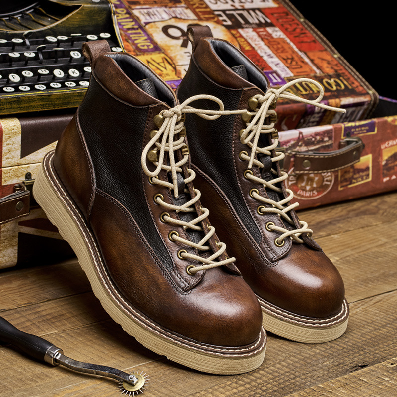 Vintage Leatherwork - Botas de trabajo de punta corta