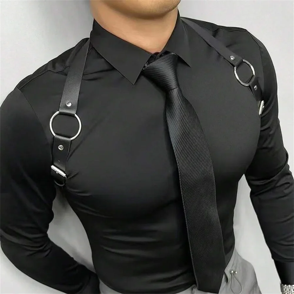 Leather Work Vest - Chaleco de cuero PU con tirantes