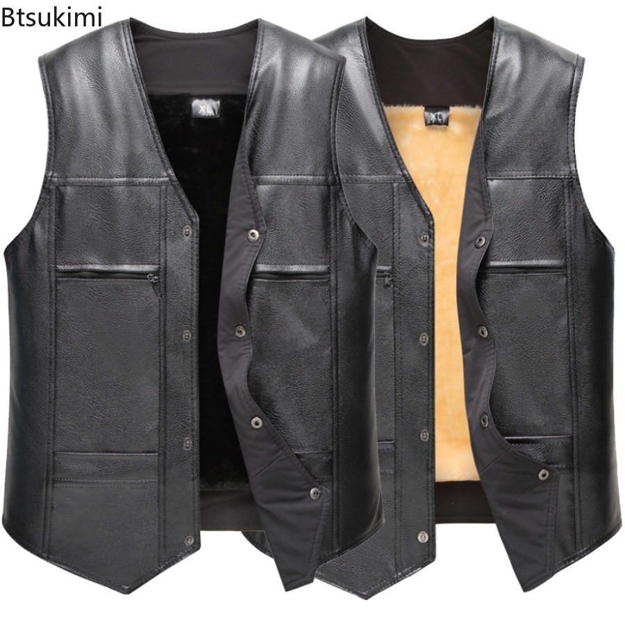 Leather Work Vest - Otoño Invierno nuevo chaleco de cuero