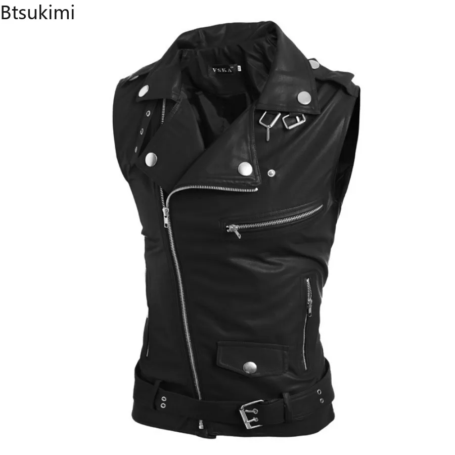 Leather Work Vest - Chaleco de Cuero PU Casual para
