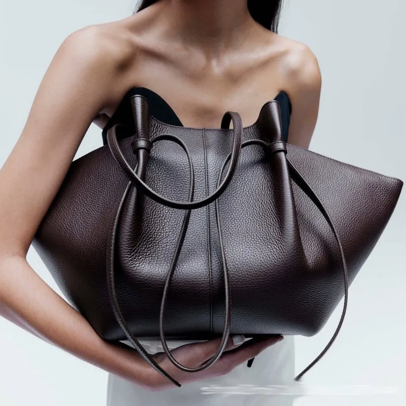 Leather Work Bag Women - Bolso de Hombro de Cuero para