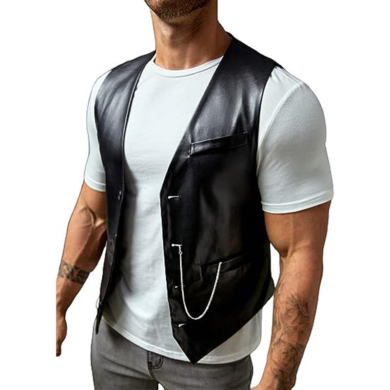 Leather Work Vest - Nuevo Chaleco de cuero entallado de