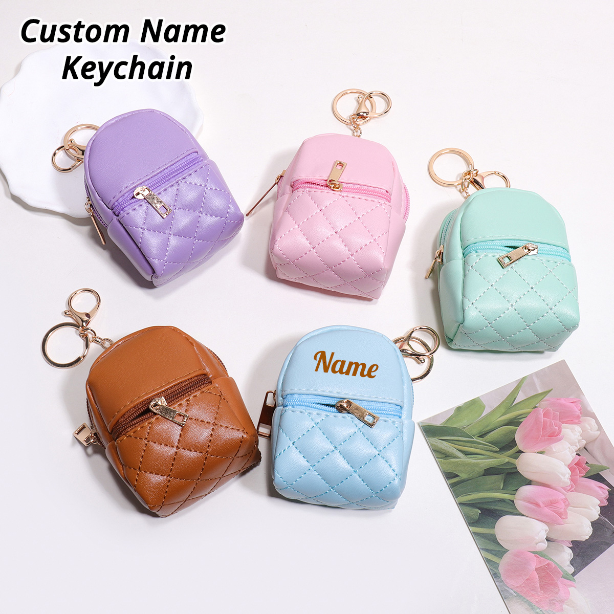 Leatherwork Wallet - Mini Monedero con Nombre Personalizado, Bolsa
