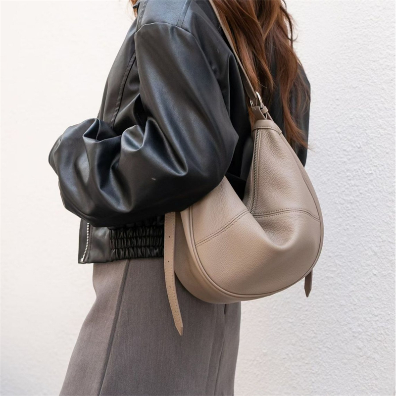 Leather Work Bag Women - Bolso Hobo de Cuero Genuino Suave