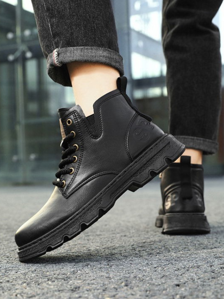 ​ Botas altas de cuero con cre - Vintage Leatherwork reseña y precio