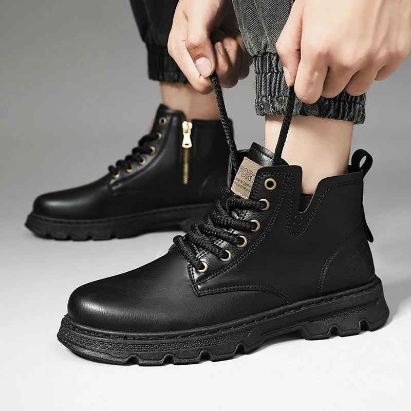 ​ Botas altas de cuero con cre - Vintage Leatherwork reseña y precio