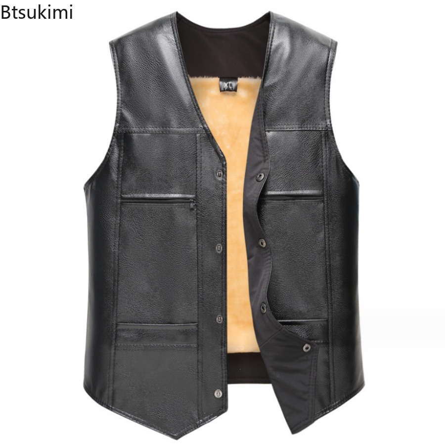 Otoño Invierno nuevo chaleco d - Leather Work Vest reseña y precio