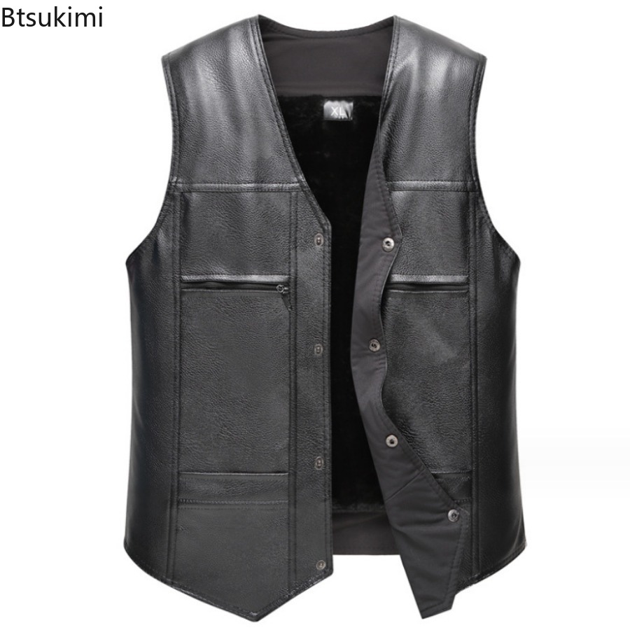 Otoño Invierno nuevo chaleco d - Leather Work Vest reseña y precio
