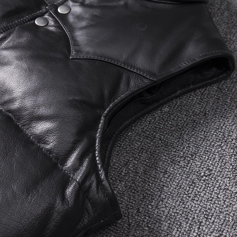 Chaqueta de cuero ajustada par - Leather Work Vest reseña y precio